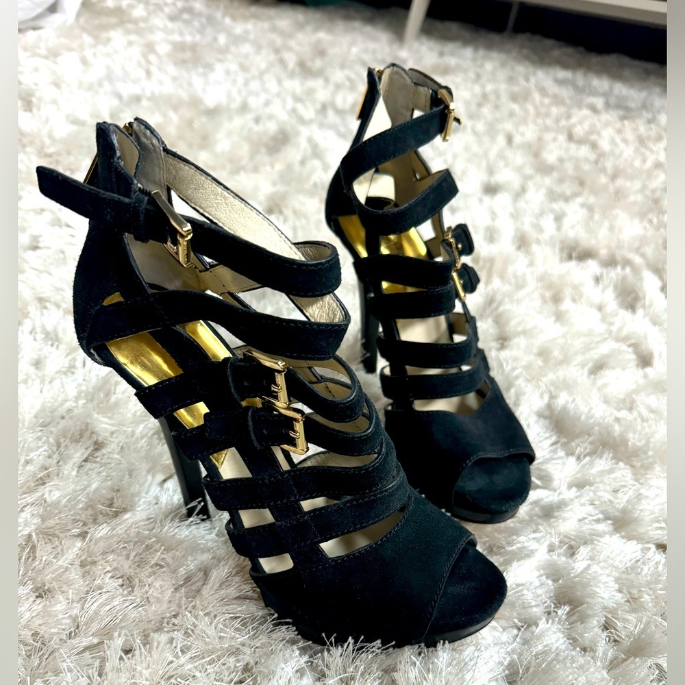 Michael Kors Black Suede platform high heels, size 9.5